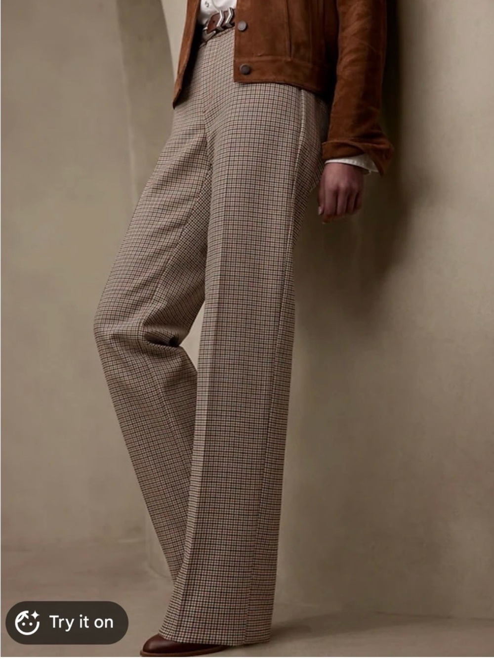 Banana Republic Lido Straight Italian Wool Pants Houndstooth Size 6 Heritage